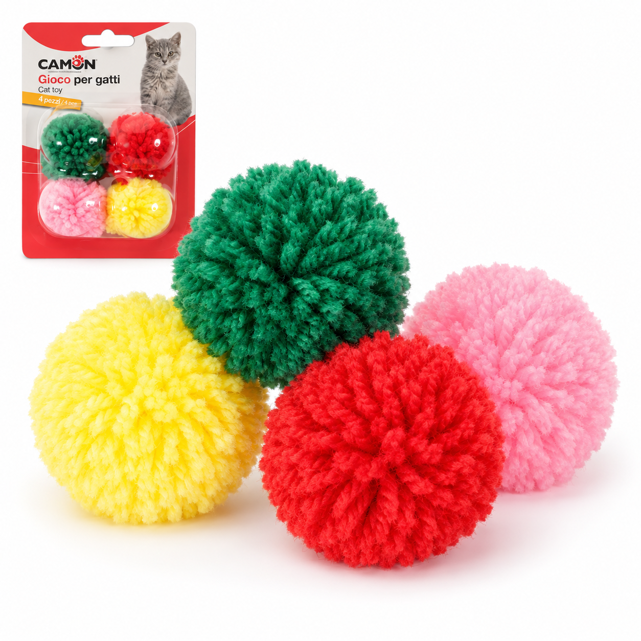 Pom-Pom Labda Macskajáték Macskamentával 4 db – 3,5 cm