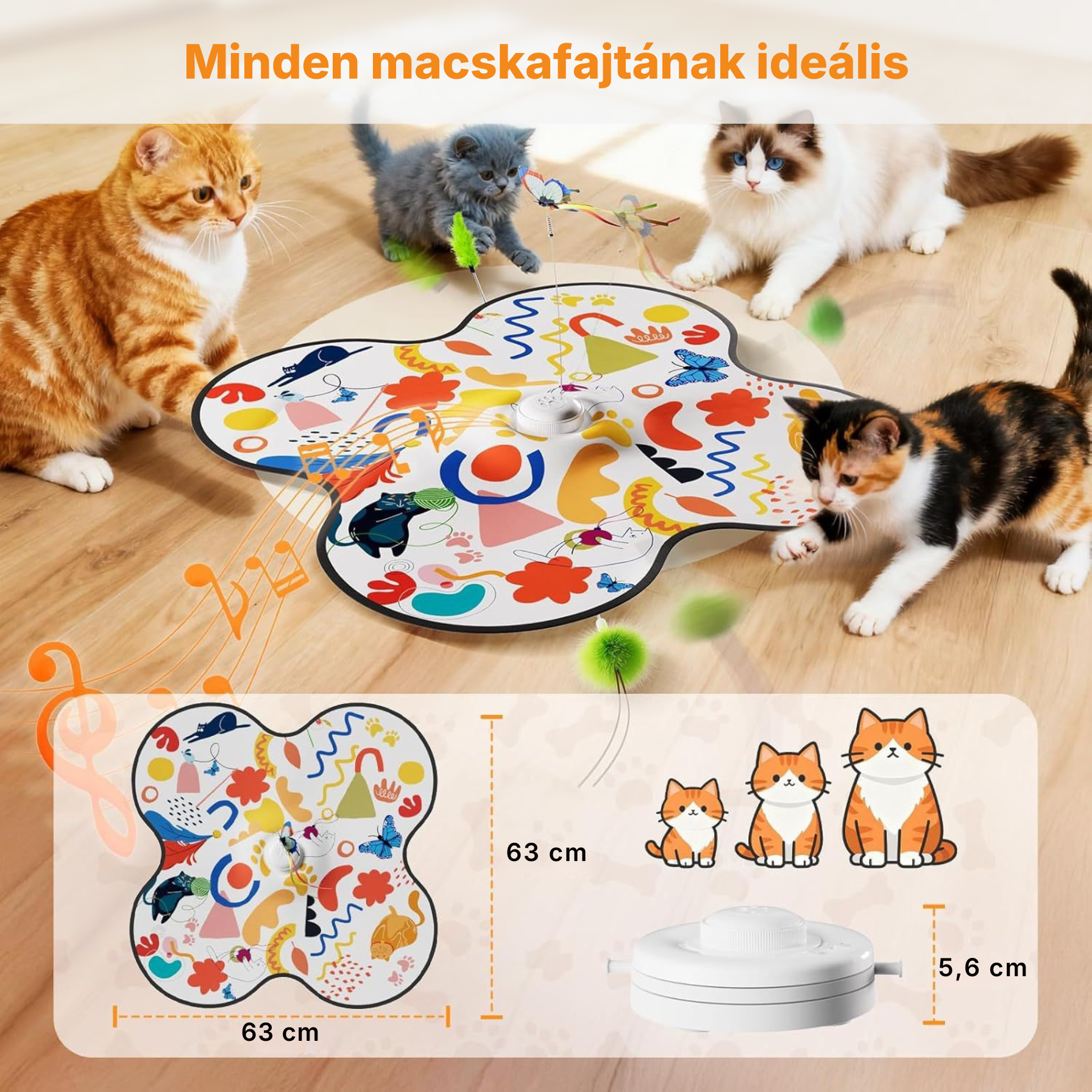 PurrHunter Arena – Többfunkciós Interaktív Automata Vadász Macskajáték