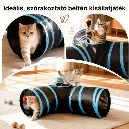 Catzy Hider – Összecsukható Interaktív Bújó Alagút Macskajáték