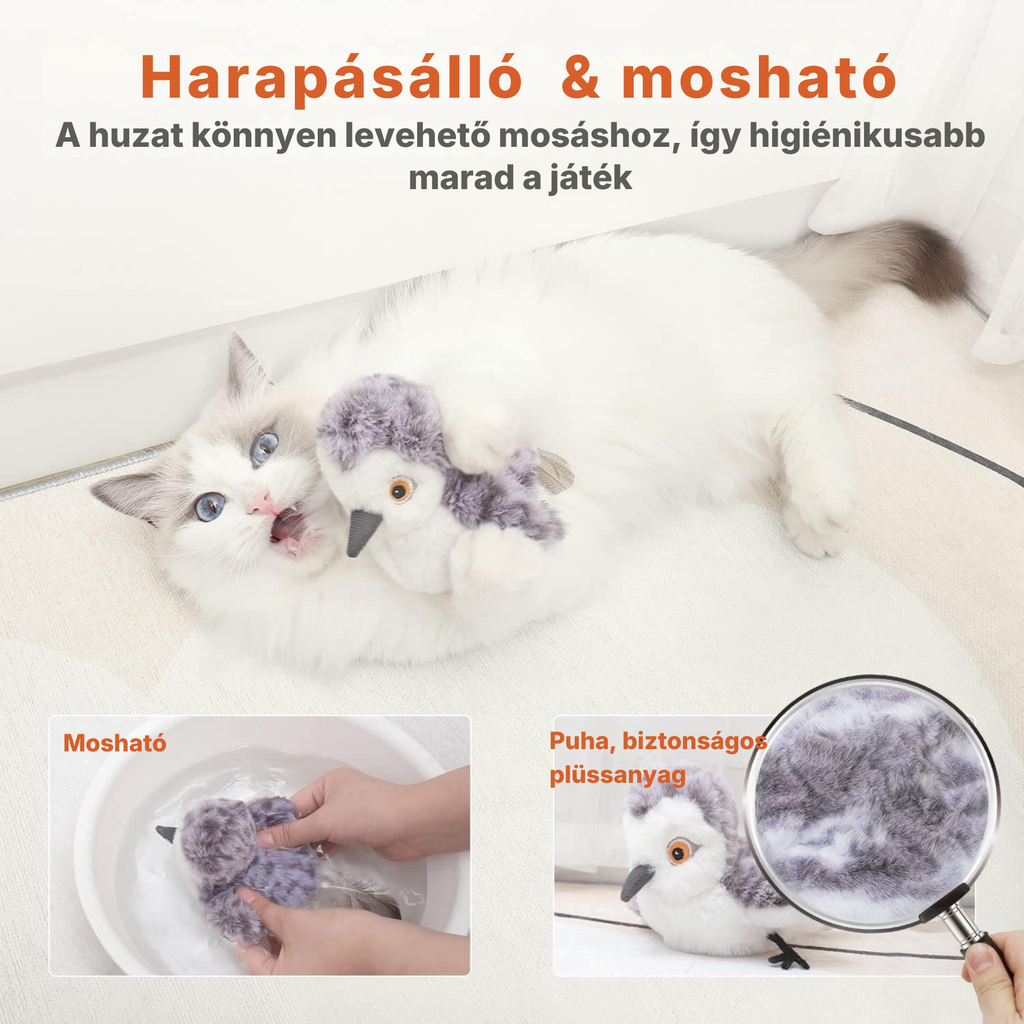 PurrHunter Air - Mozgó, Csapkodó, Csipogó Interaktív Madár Macskajáték