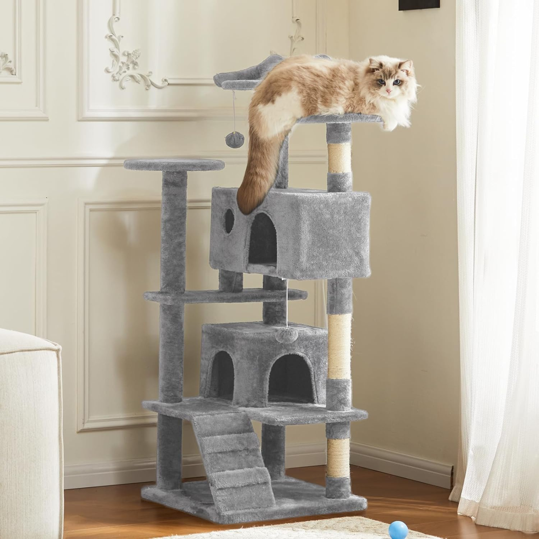 Catzy Kingdom – Többszintes Macska Játszótorony Kaparóoszlopokkal (135cm)