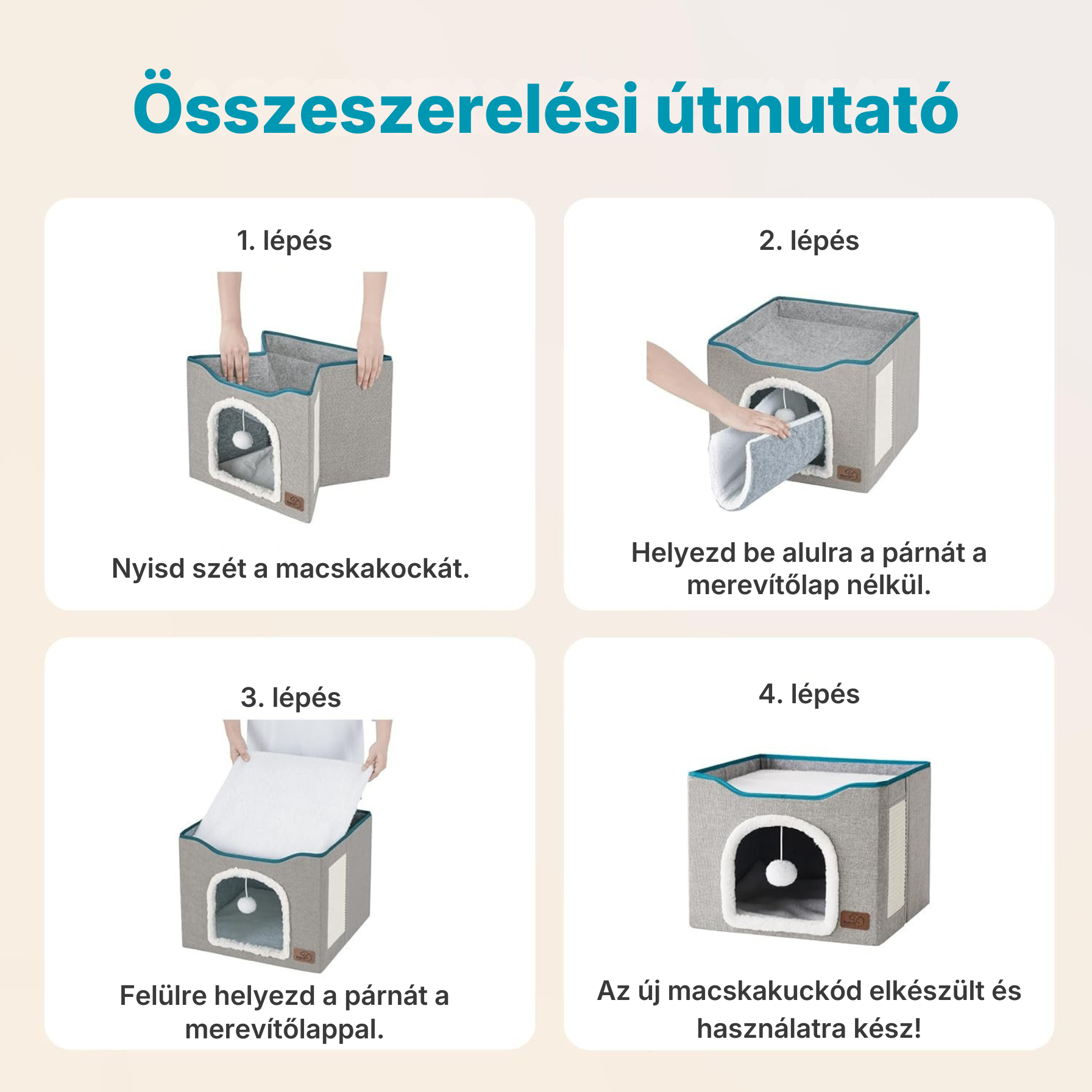 Catzy Corner – Összecsukható macska kuckó és bújóház