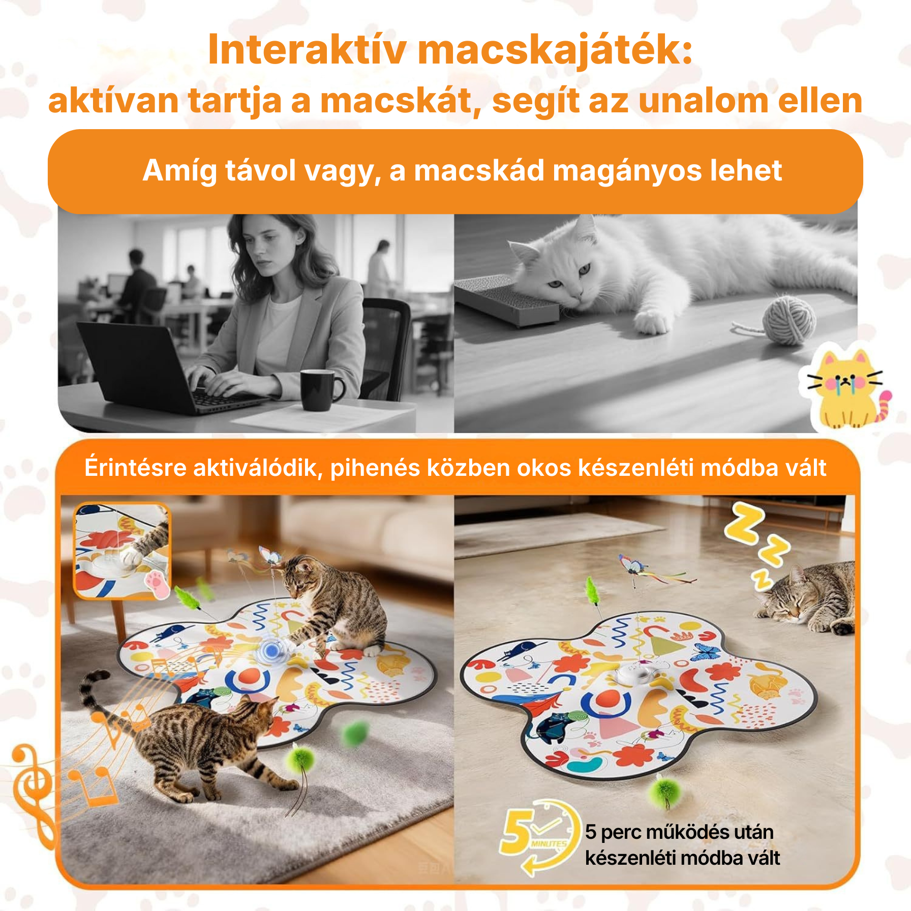 PurrHunter Arena – Többfunkciós Interaktív Automata Vadász Macskajáték