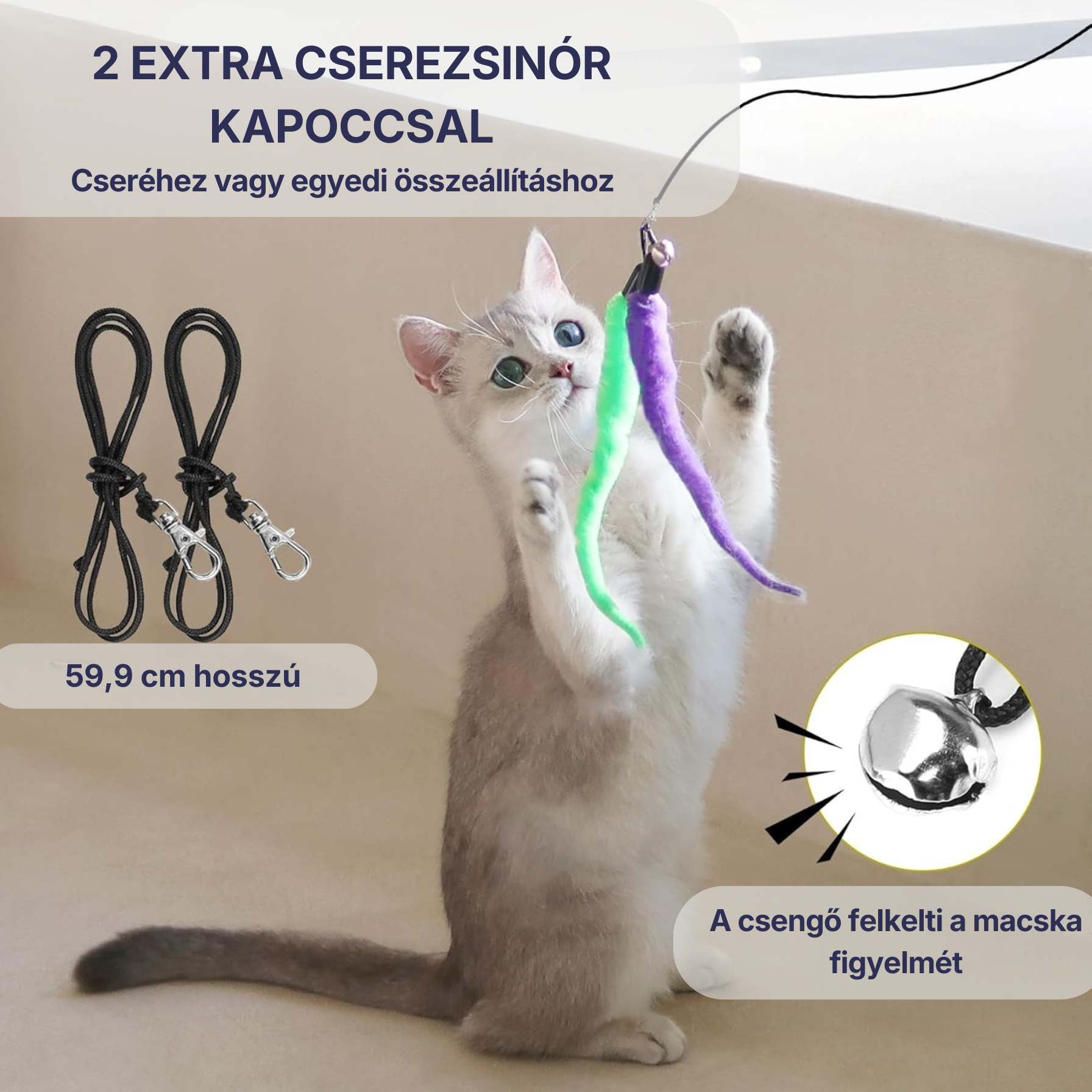 PurrHunter - Interaktív tollas pálcás vadász macskajáték