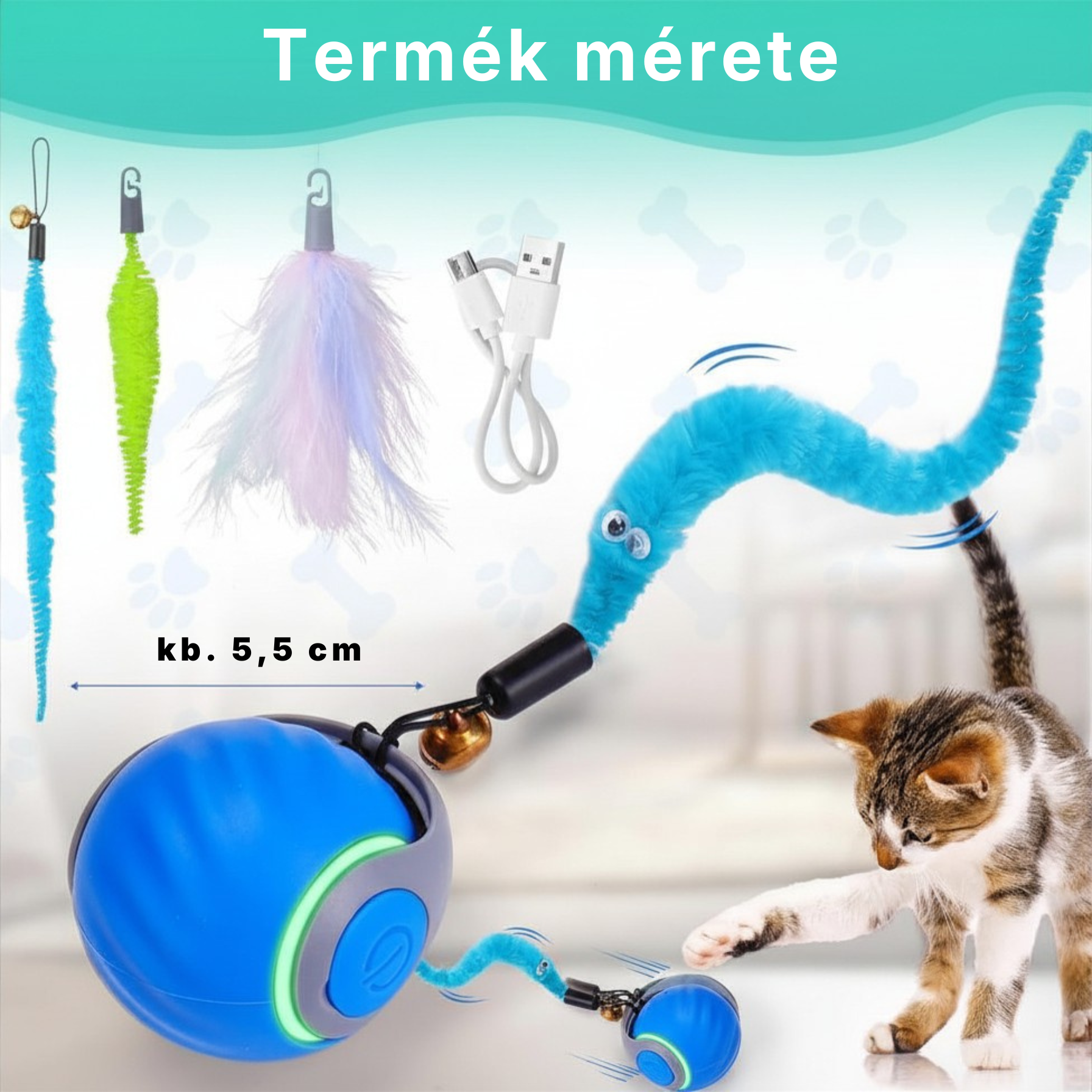 PurrHunter Ballzie - Interaktív Cicalabda Okos, Önjáró Macskajáték