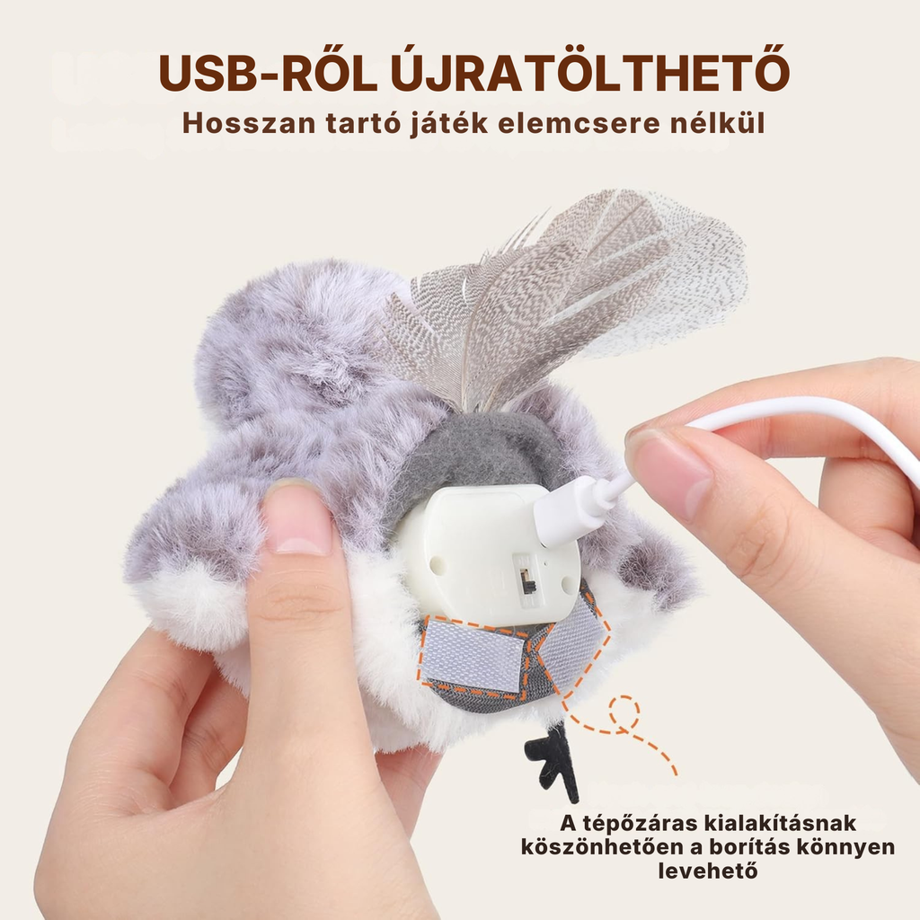 PurrHunter Air - Mozgó, Csapkodó, Csipogó Interaktív Madár Macskajáték