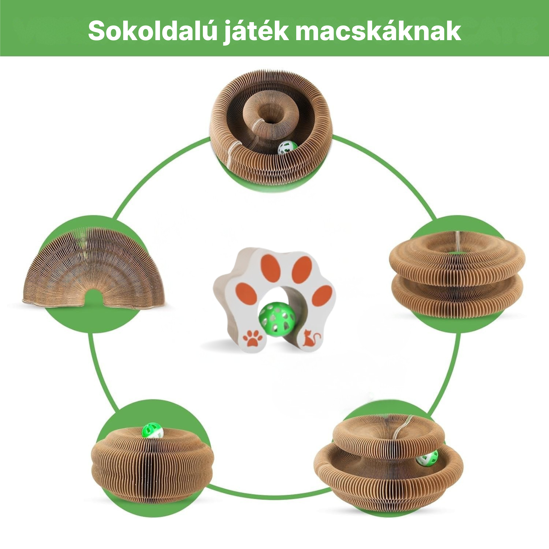 PurrHunter Ringer – Hajtogatható Interaktív Kaparó Játék Labdával