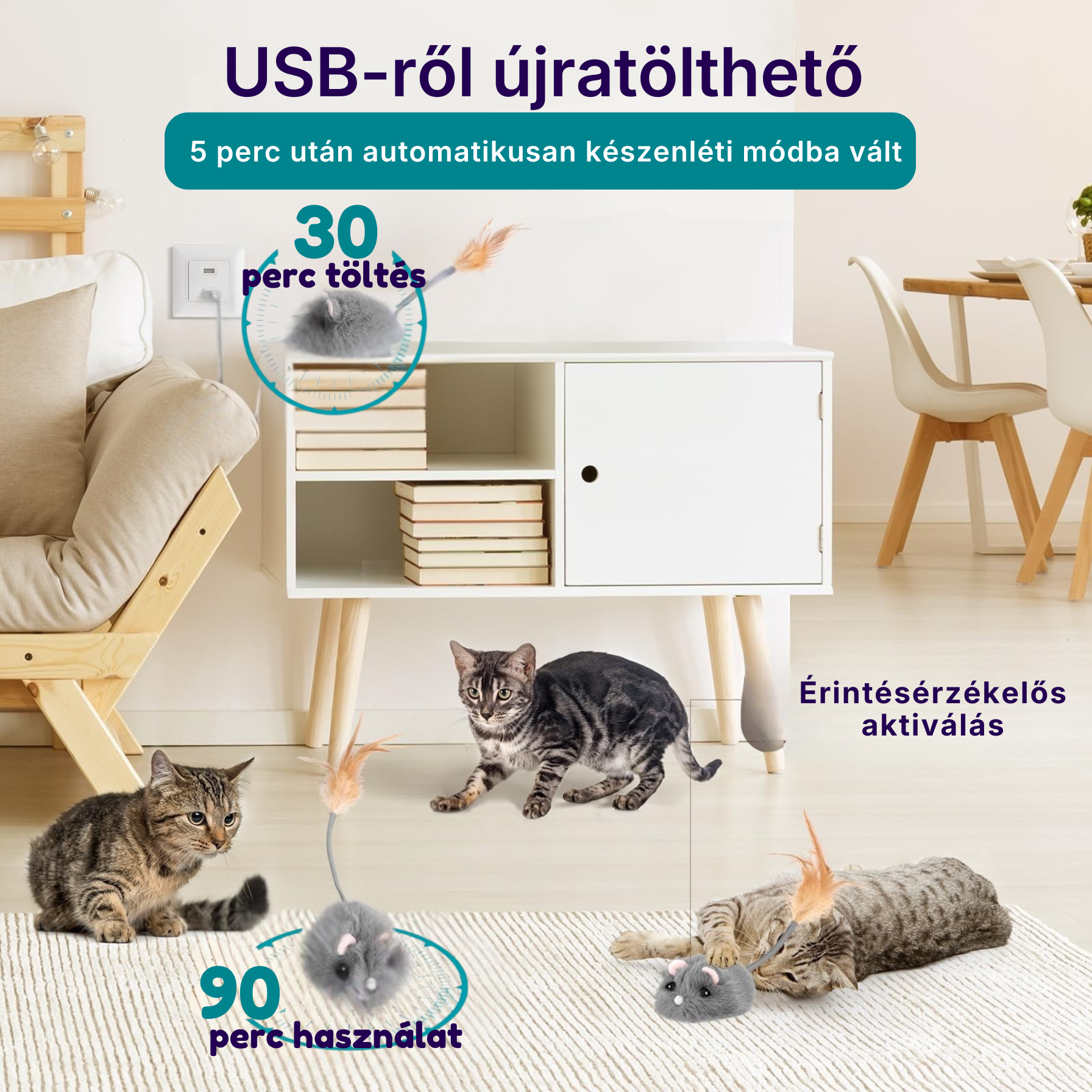 PurrHunter Mouse – Interaktív Mozgó Egér Macskajáték