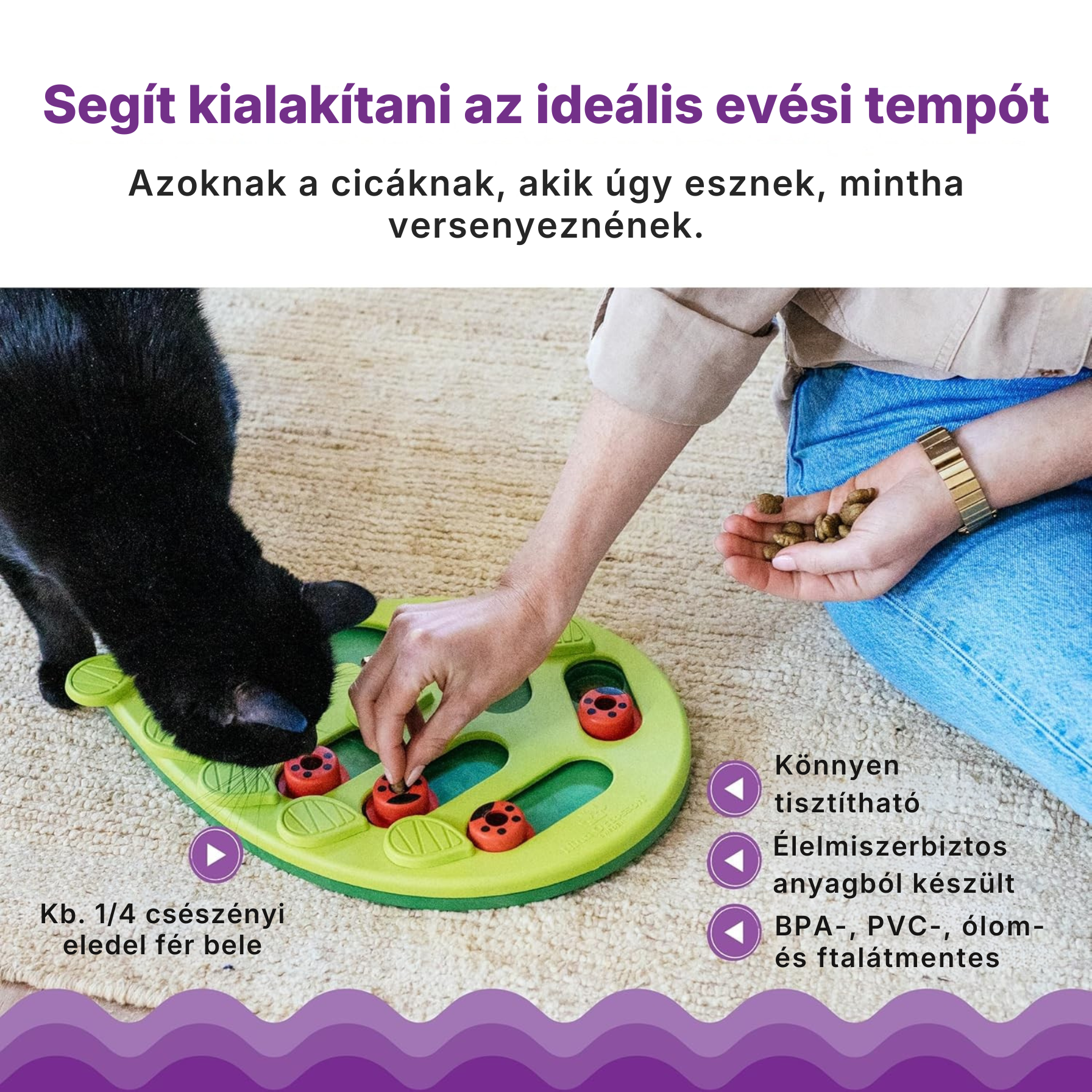 Catzy IQ Puzzle – Interaktív Jutalomfalat Kereső Macskajáték