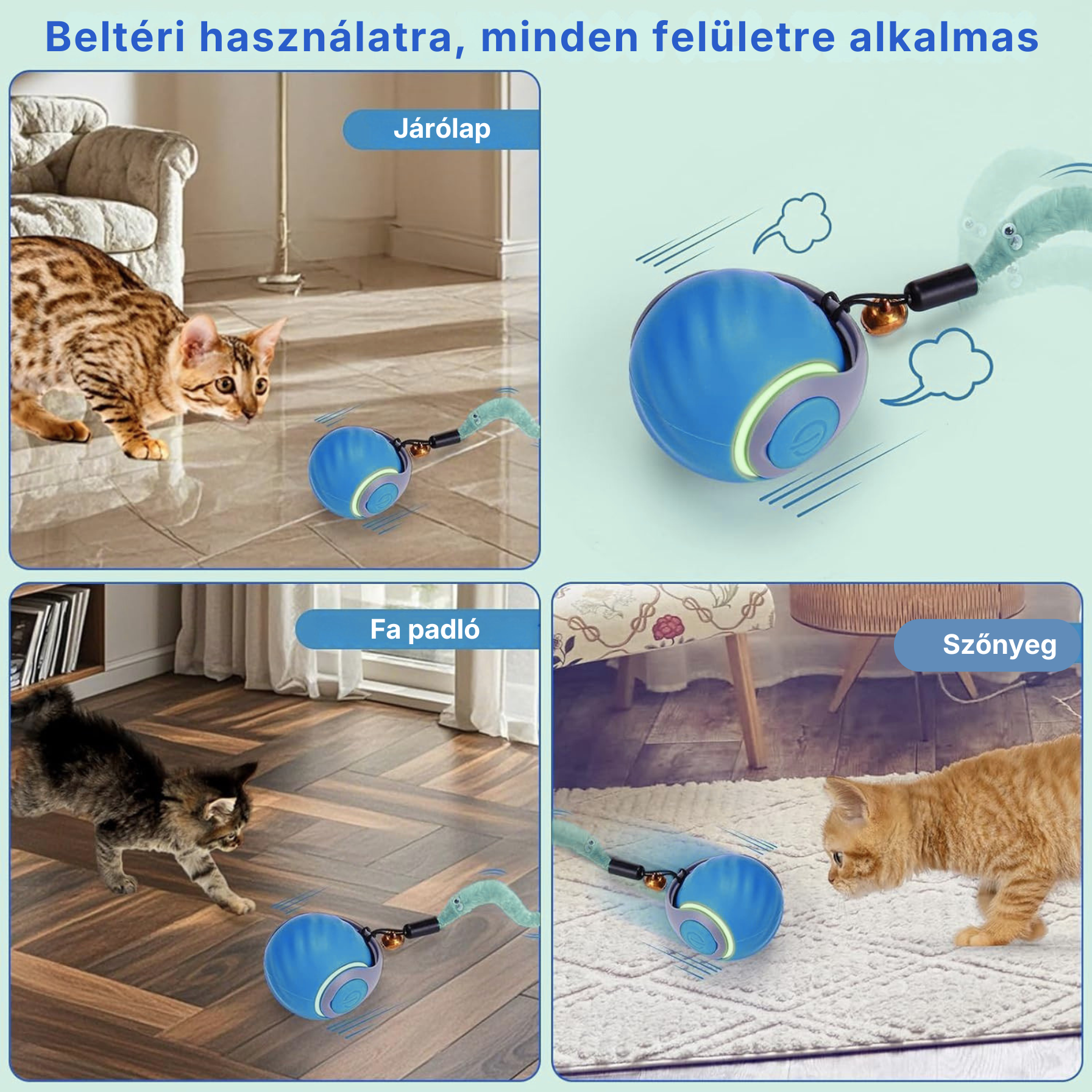 PurrHunter Ballzie - Interaktív Cicalabda Okos, Önjáró Macskajáték