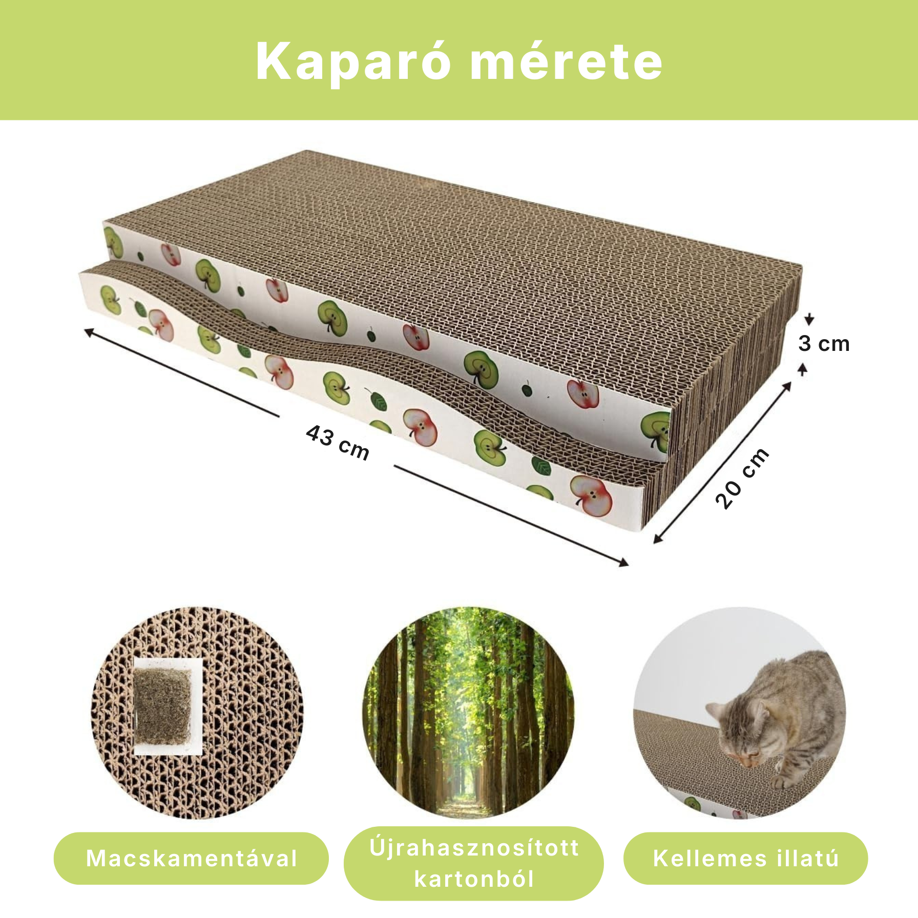 Catzy Wave Scratcher - Vízszintes Bútorvédő Hullám Kaparófa