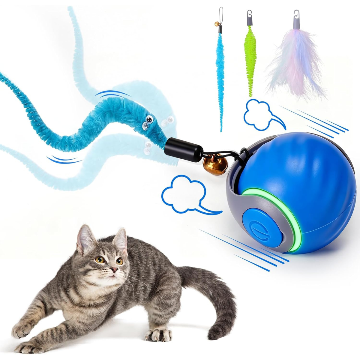 PurrHunter Ballzie - Interaktív Cicalabda Okos, Önjáró Macskajáték