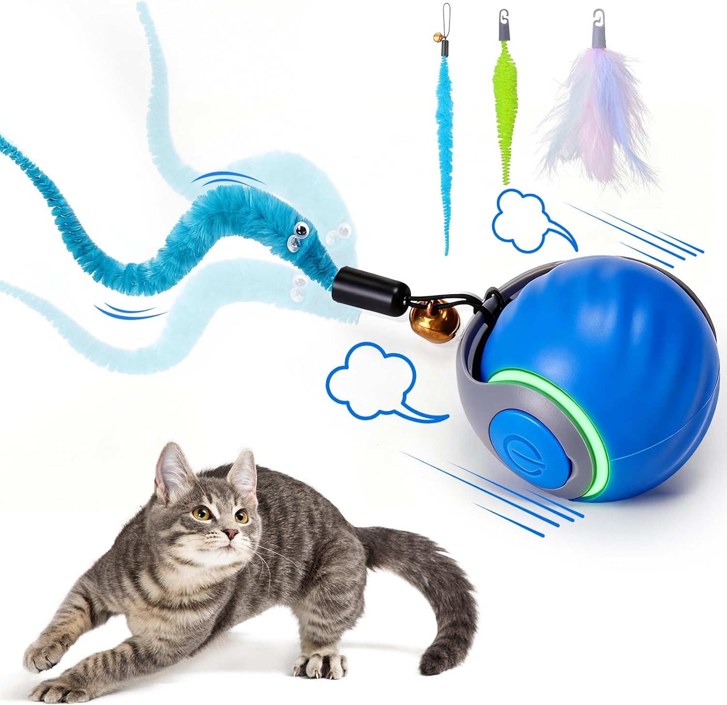 PurrHunter Ballzie - Interaktív Cicalabda Okos, Önjáró Macskajáték