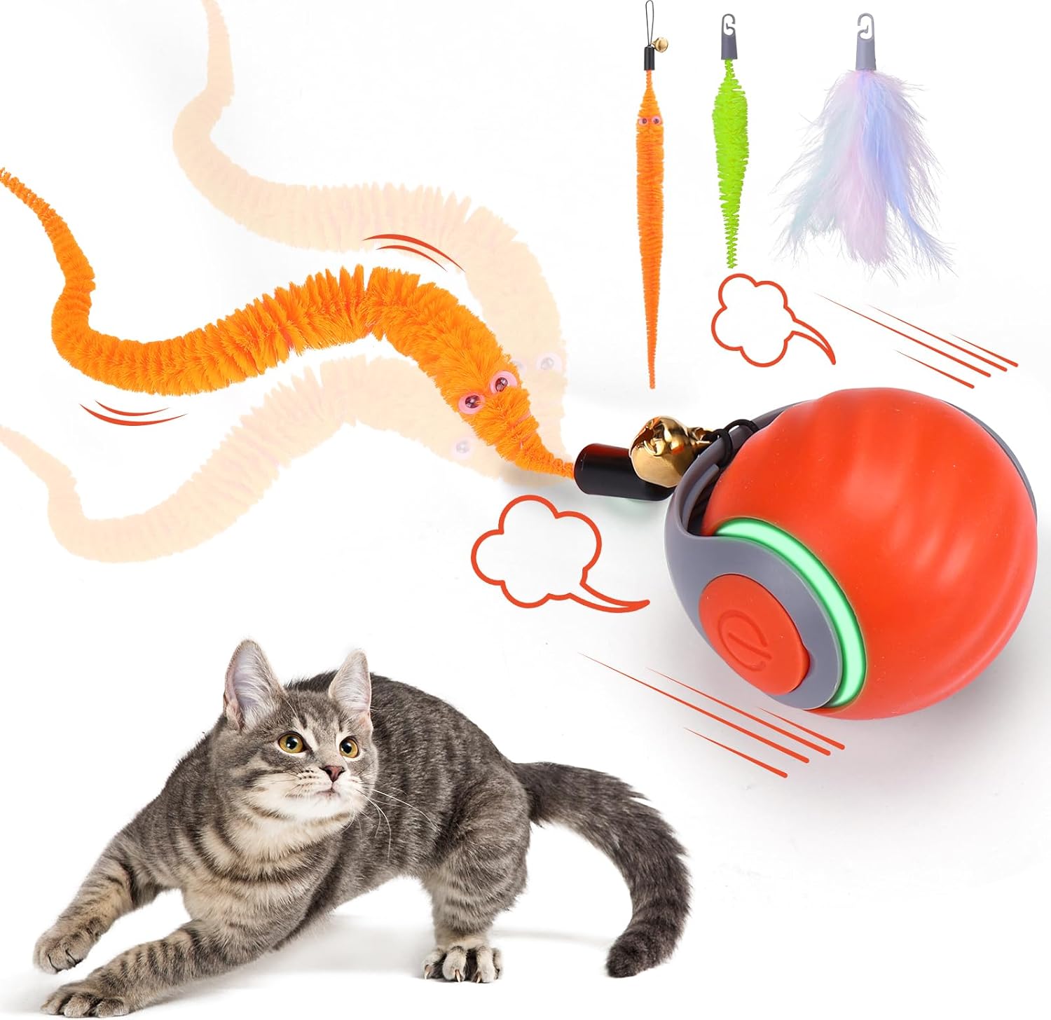 PurrHunter Ballzie - Interaktív Cicalabda Okos, Önjáró Macskajáték